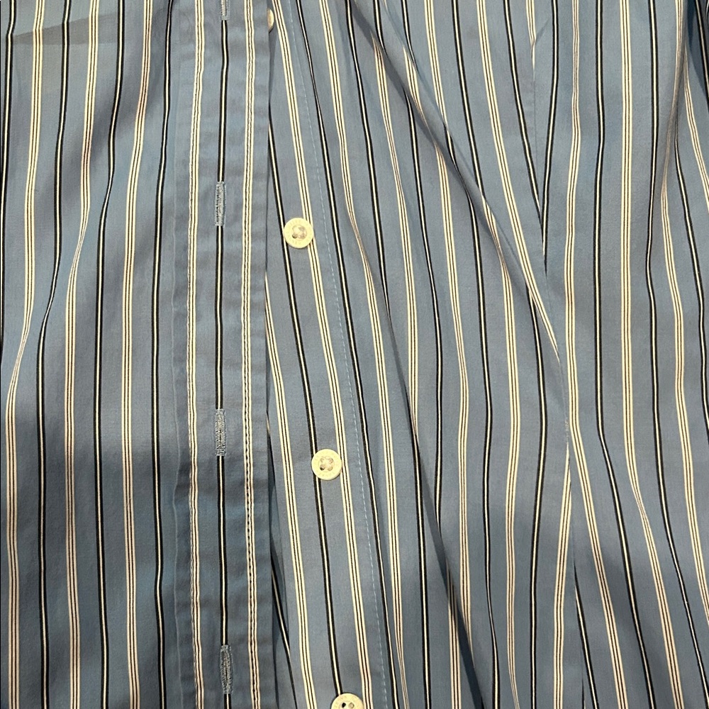 Lauren by Ralph Lauren Blue and White Striped Dress Shirt - Picture 3 of 4